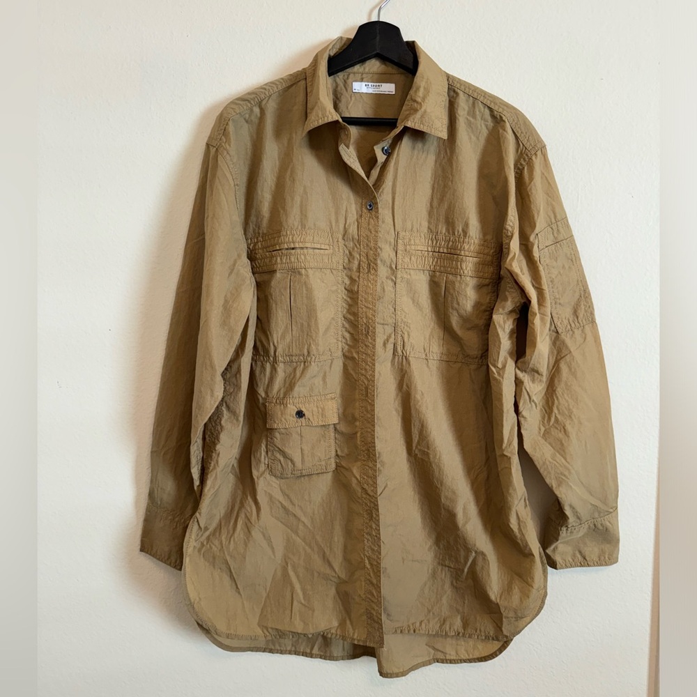 BR Banana Republic Sport Parachute Buttoned Utility Nylon Shirt M Tall